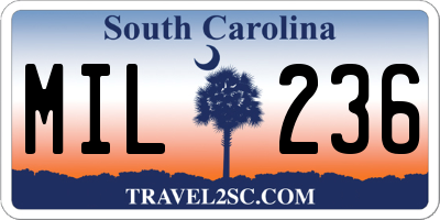 SC license plate MIL236