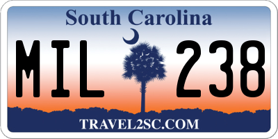 SC license plate MIL238