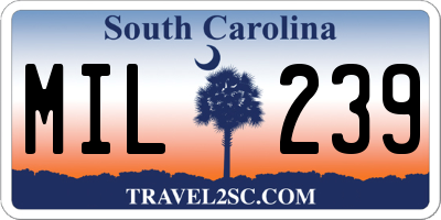 SC license plate MIL239