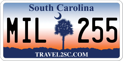 SC license plate MIL255