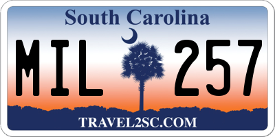 SC license plate MIL257