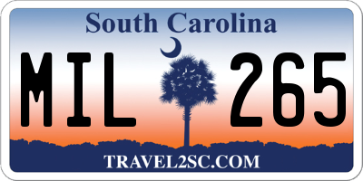 SC license plate MIL265