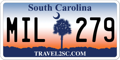 SC license plate MIL279