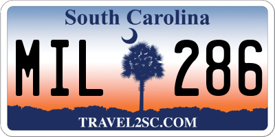 SC license plate MIL286