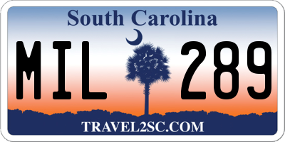 SC license plate MIL289