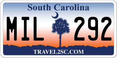 SC license plate MIL292