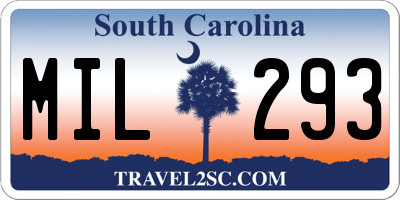 SC license plate MIL293