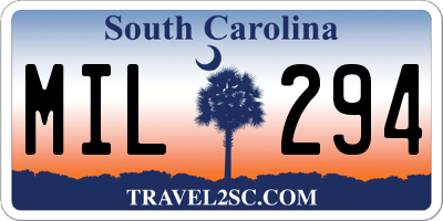 SC license plate MIL294