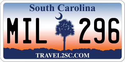 SC license plate MIL296