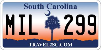 SC license plate MIL299