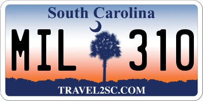 SC license plate MIL310
