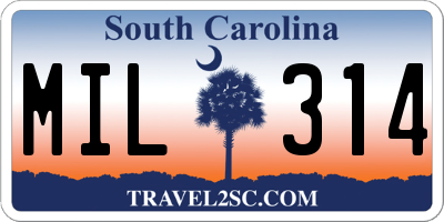 SC license plate MIL314