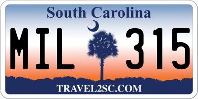 SC license plate MIL315