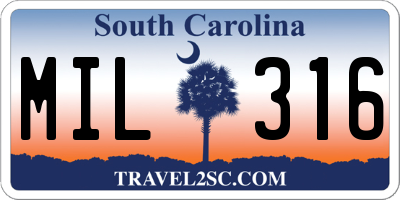 SC license plate MIL316