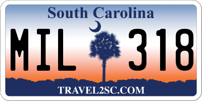 SC license plate MIL318