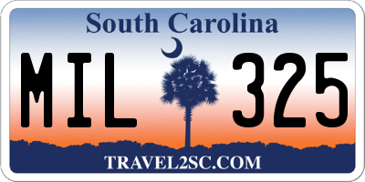 SC license plate MIL325