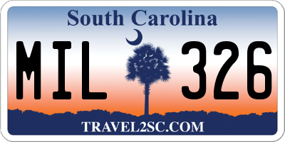 SC license plate MIL326