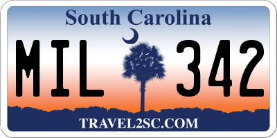 SC license plate MIL342