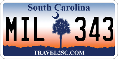 SC license plate MIL343