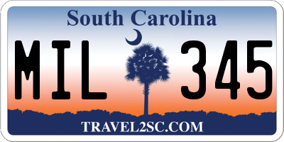 SC license plate MIL345
