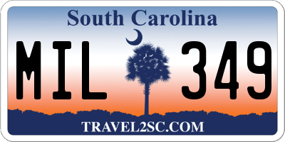 SC license plate MIL349
