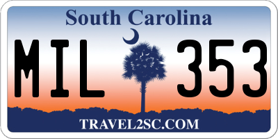 SC license plate MIL353