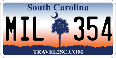 SC license plate MIL354