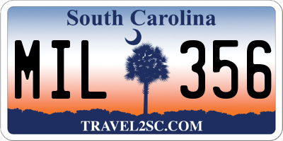 SC license plate MIL356