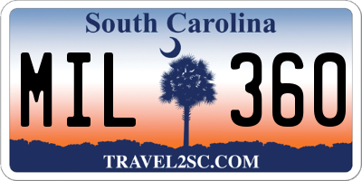 SC license plate MIL360