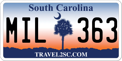 SC license plate MIL363
