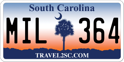 SC license plate MIL364