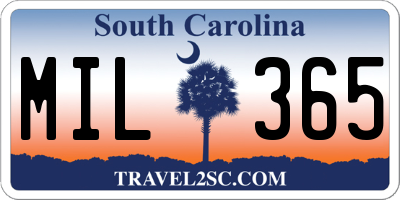 SC license plate MIL365
