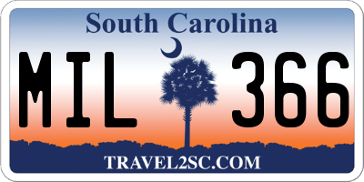 SC license plate MIL366