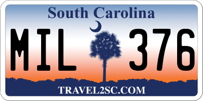 SC license plate MIL376