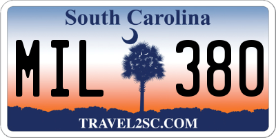 SC license plate MIL380