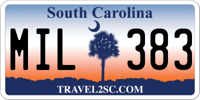 SC license plate MIL383