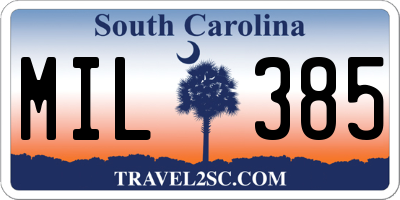 SC license plate MIL385