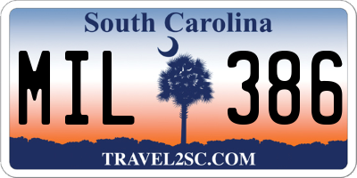 SC license plate MIL386