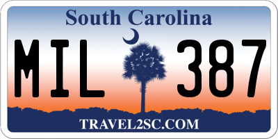 SC license plate MIL387