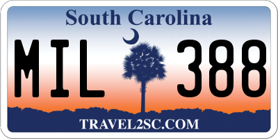 SC license plate MIL388
