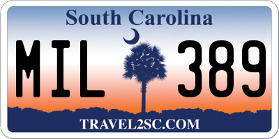 SC license plate MIL389