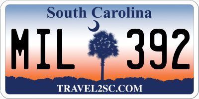 SC license plate MIL392