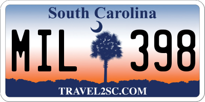 SC license plate MIL398