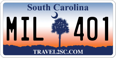 SC license plate MIL401