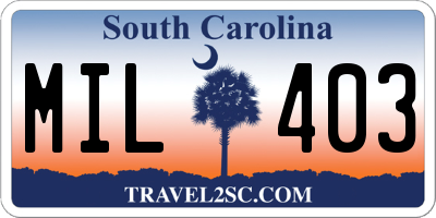SC license plate MIL403