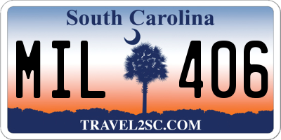 SC license plate MIL406