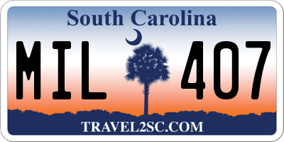 SC license plate MIL407