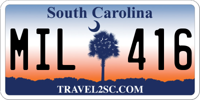 SC license plate MIL416