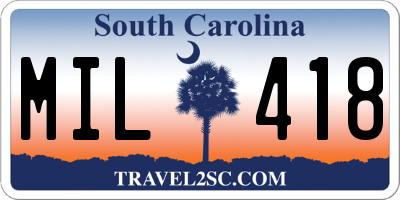 SC license plate MIL418