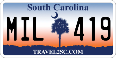 SC license plate MIL419